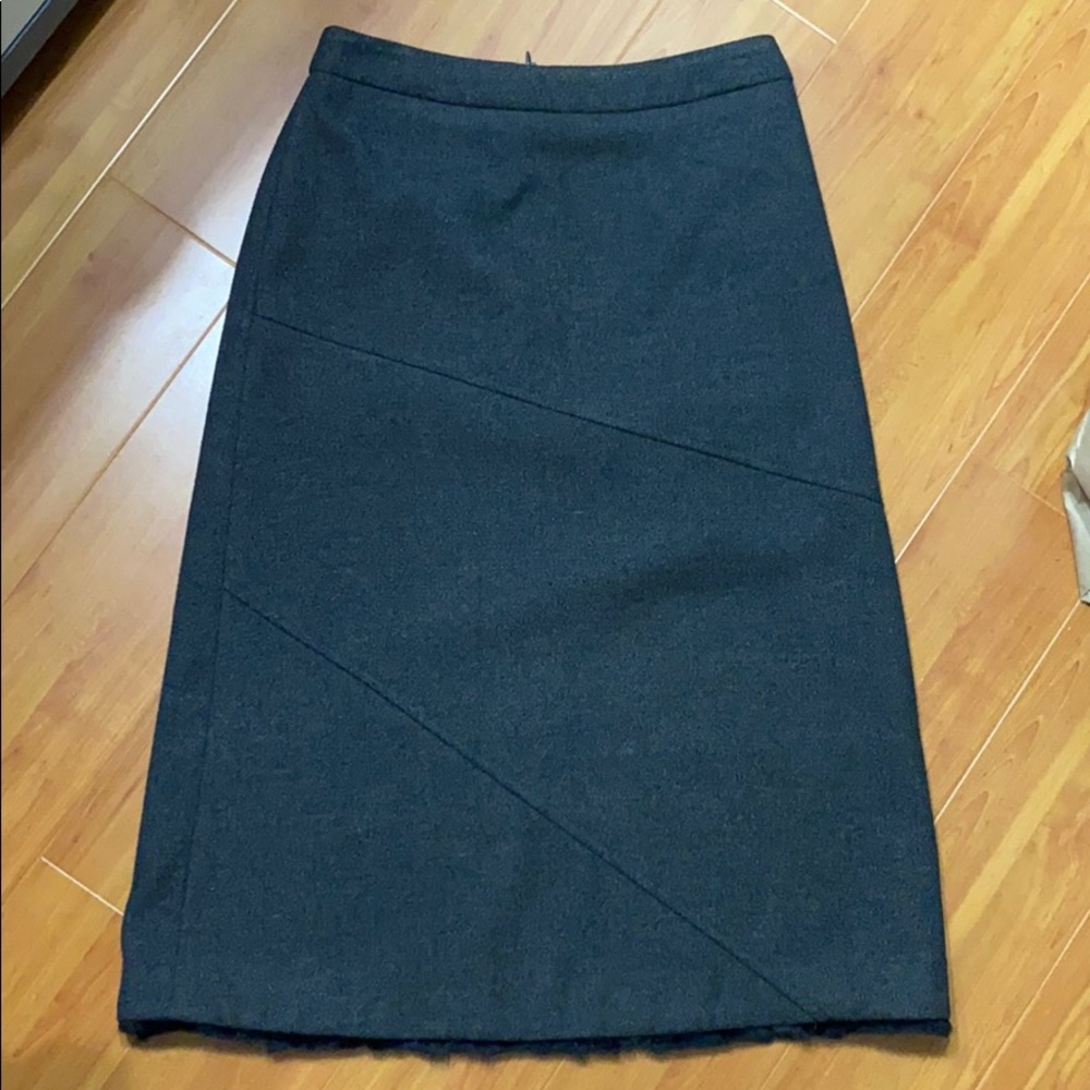 Gray wool skirt for winter. Below knee length.